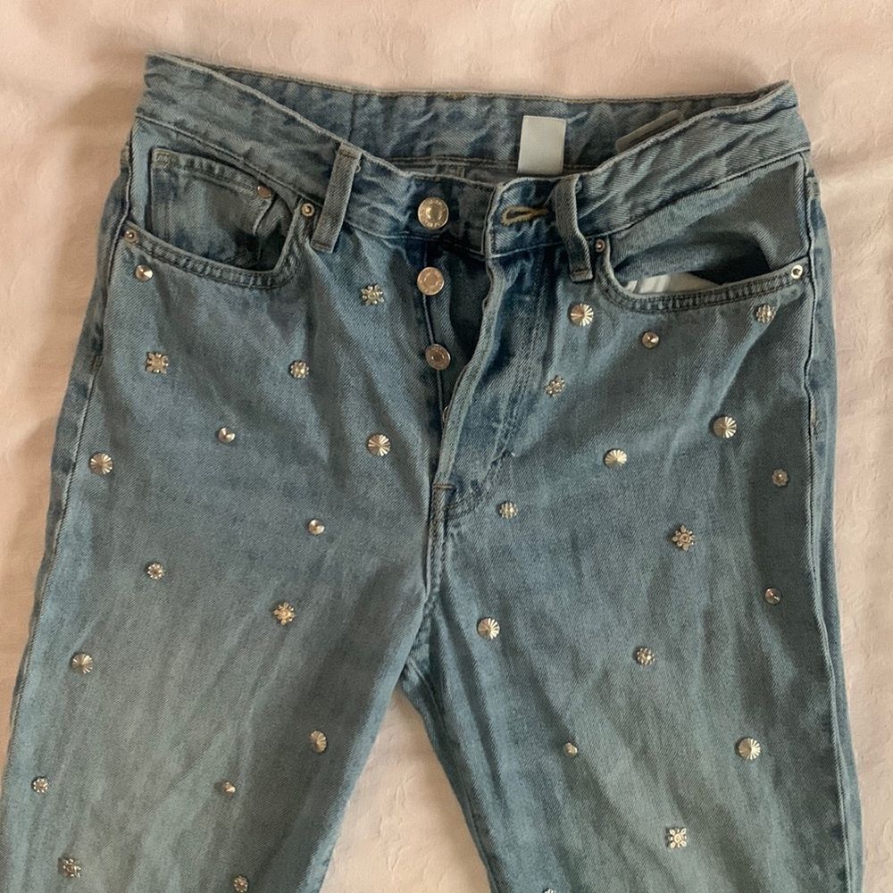 &Denim Women’s Jeans Silver Studs High Waisted 27 X 28 - Picture 2 of 11